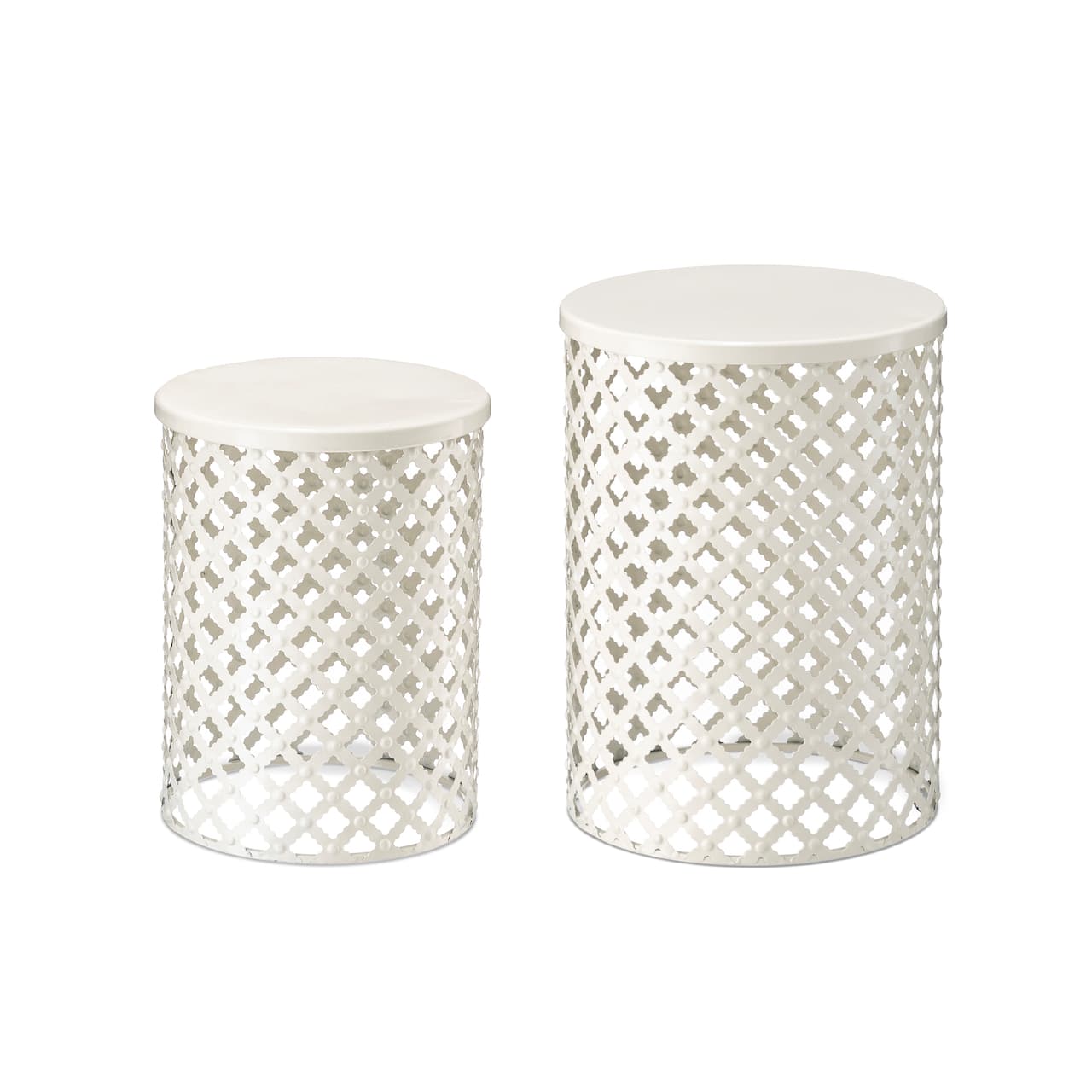 Glitzhome&#xAE; Multi-Functional Metal White Garden Stool Set